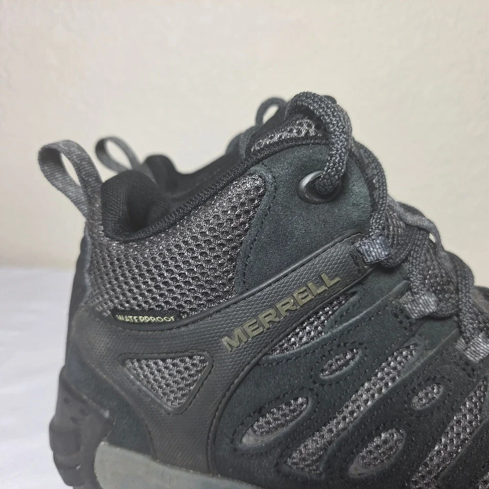 Merrell Alverstone Waterproof Hiking Boots Mens 7 Black Suede Mid J035713